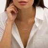 Thumbnail Image 2 of 3/8 CT. T.W. Baguette and Round Diamond Scatter Bar Necklace in 10K White Gold