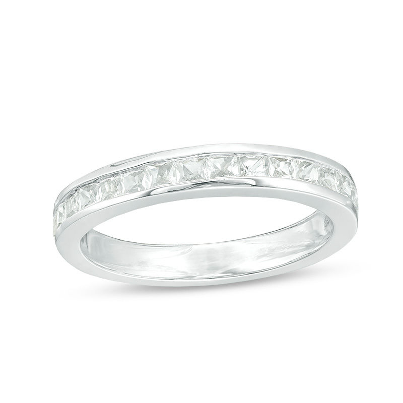 Princess-Cut Lab-Created White Sapphire Channel-Set Band in Sterling Silver