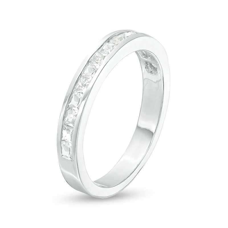 Princess-Cut Lab-Created White Sapphire Channel-Set Band in Sterling Silver