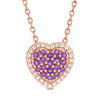 Thumbnail Image 1 of Amethyst and White Topaz Frame Heart Pendant in Sterling Silver with 14K Rose Gold Plate - 21"