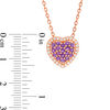 Thumbnail Image 2 of Amethyst and White Topaz Frame Heart Pendant in Sterling Silver with 14K Rose Gold Plate - 21"