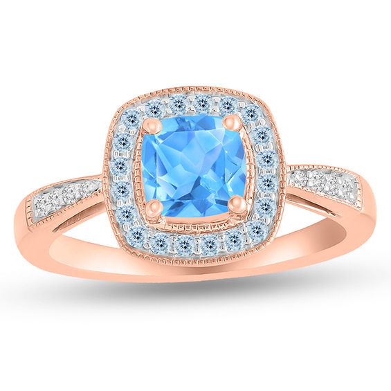 6.0mm Cushion-Cut Birthstone Frame Ring (2 Stones)