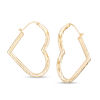 Thumbnail Image 1 of Diamond-Cut Faceted Heart-Shaped Hoop Earrings in 10K Gold