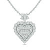 Thumbnail Image 0 of 1/2 CT. T.W. Baguette and Round Diamond Frame Heart Pendant in 10K White Gold