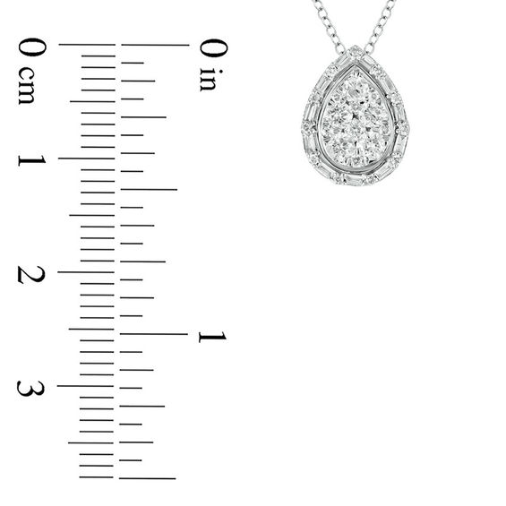 1/2 CT. T.w. Baguette and Round Diamond Pear-Shaped Pendant in 10K White Gold