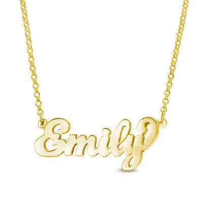 Personalized Name Necklace 24K Yellow Gold Rhodium over Sterling Silver 