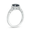 6.0mm Cushion-Cut Blue Sapphire and 1/6 CT. T.W. Diamond Frame Ring in 10K White Gold