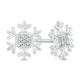 Composite Diamond Accent Snowflake Stud Earrings in Sterling Silver