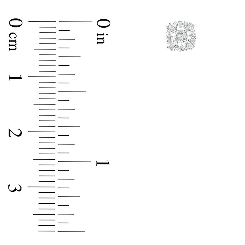 Main Image 2 of 1/10 CT. T.W. Diamond Art Deco Cushion Frame Stud Earrings in 10K White Gold