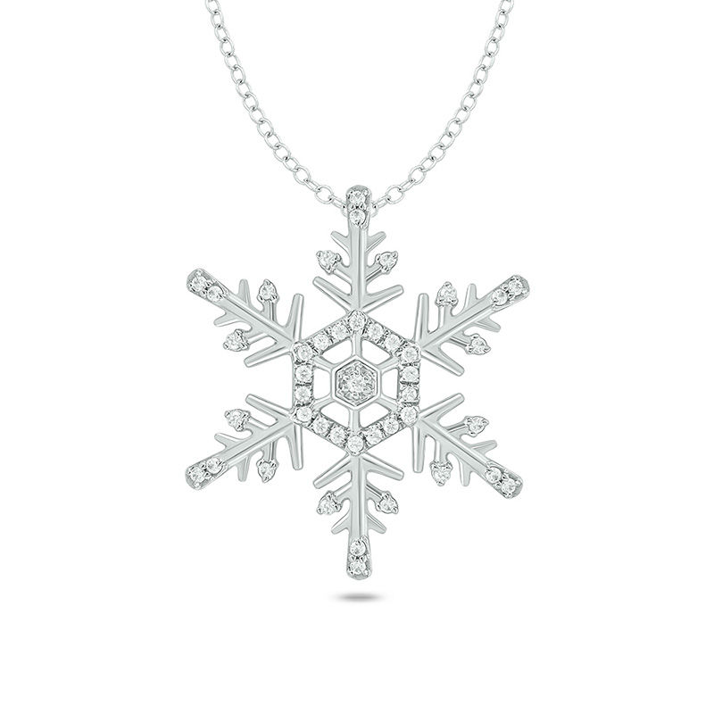 Main Image 1 of 1/5 CT. T.W. Diamond Snowflake Pendant in Sterling Silver