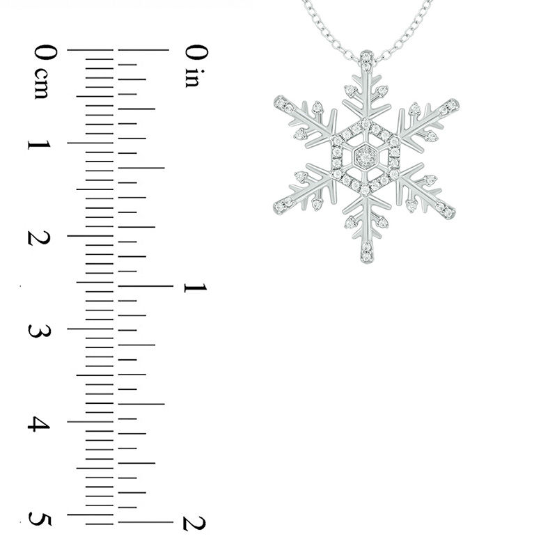 Main Image 2 of 1/5 CT. T.W. Diamond Snowflake Pendant in Sterling Silver