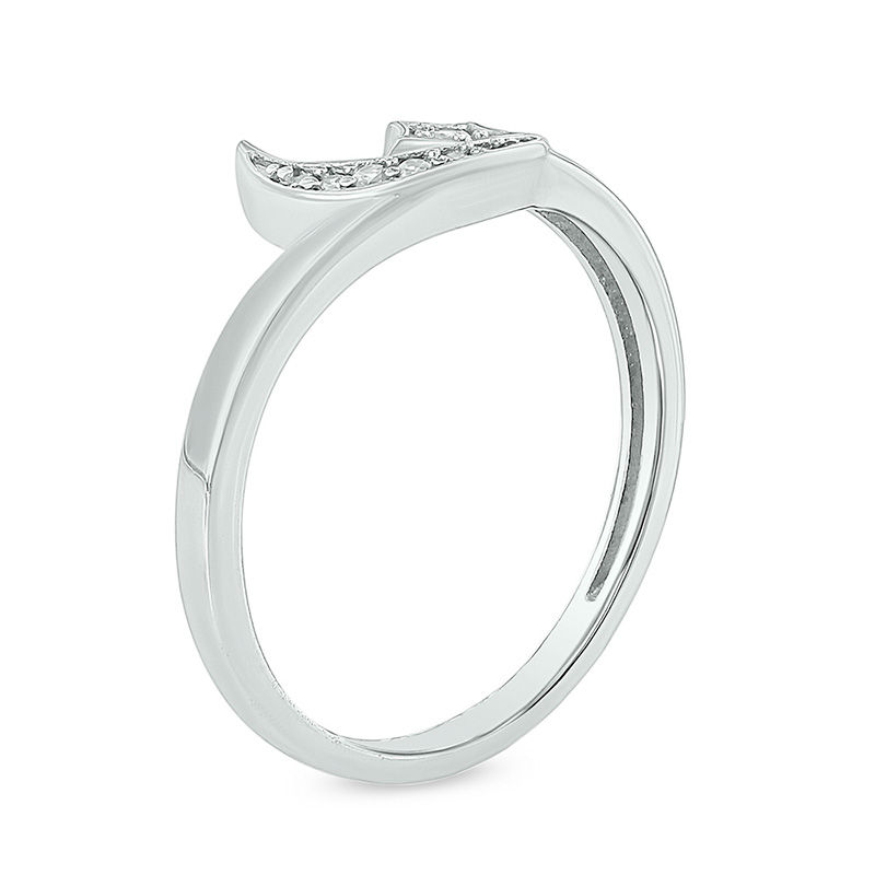 1/20 CT. T.W. Diamond Crescent Moon and Star Ring in 10K White Gold