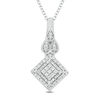 Thumbnail Image 0 of 1/10 CT. T.W. Composite Diamond Tilted Square Frame Teardrop Pendant in Sterling Silver