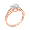 Thumbnail Image 2 of 1/6 CT. T.W. Composite Diamond Art Deco Heart Frame Promise Ring in Sterling Silver with 14K Rose Gold Plate