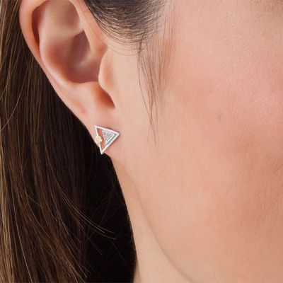 in a Shape of Triangle covered with 24k Gold luster Sterling Silver stud Earrings