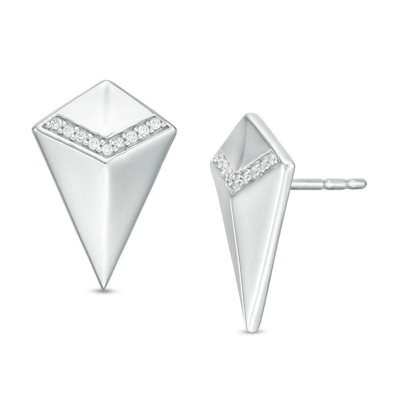 Main Image 1 of 1/20 CT. T.W. Diamond Chevron Kite-Shaped Stud Earrings in Sterling Silver