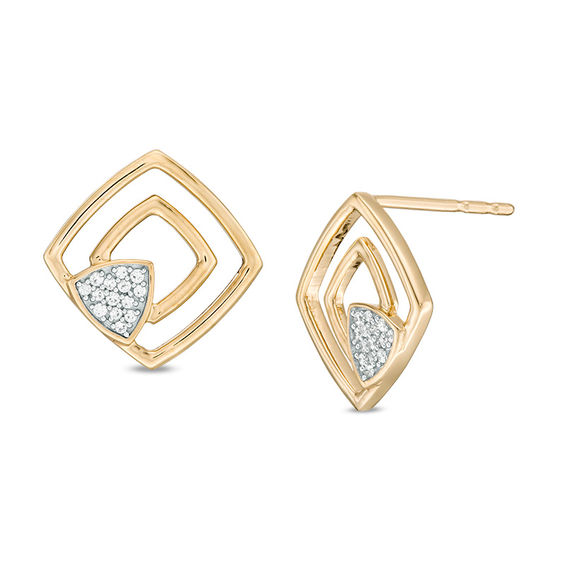 1/20 CT. T.W. Diamond Geometric Open Double Cushion Stud Earrings in Sterling Silver with 14K Gold Plate 1/20 CT. T.W. Diamond Geometric Open Double Cushion Stud Earrings in Sterling Silver with 14K Gold Plate