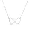 Thumbnail Image 1 of 1/8 CT. T.W. Diamond Interlocking Double Heart Necklace in Sterling Silver
