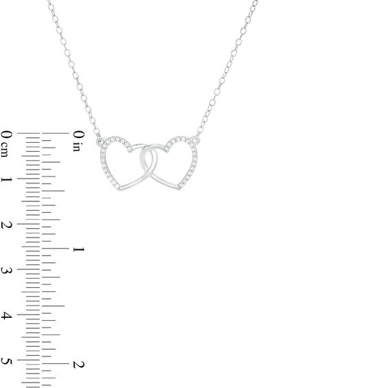 1/8 CT. T.w. Diamond Interlocking Double Heart Necklace in Sterling Silver
