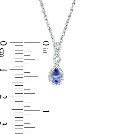 Pear-Shaped Tanzanite and 1/10 CT. T.w. Diamond Infinity Twist Pendant in 10K White Gold