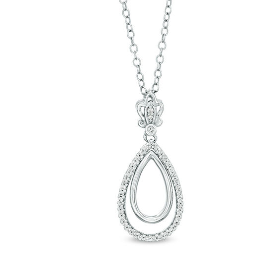 1/8 CT. T.W. Diamond Double Teardrop Pendant in Sterling Silver 1/8 CT. T.W. Diamond Double Teardrop Pendant in Sterling Silver
