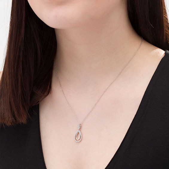 1/8 CT. T.W. Diamond Double Teardrop Pendant in Sterling Silver 1/8 CT. T.W. Diamond Double Teardrop Pendant in Sterling Silver
