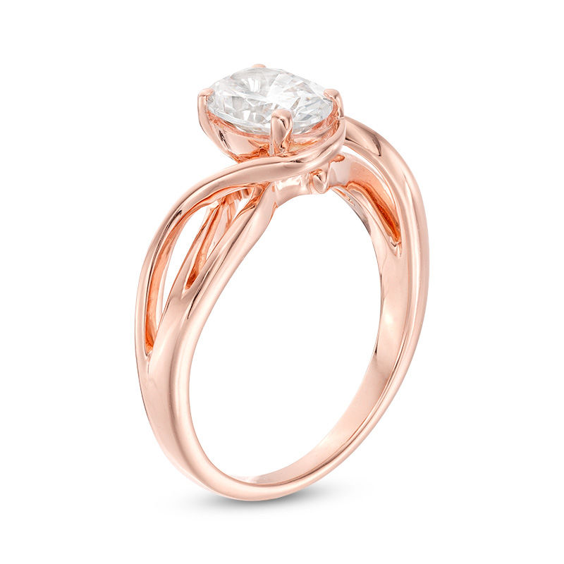 Main Image 2 of 1 CT. Certified Oval Diamond Split Shank Solitaire Engagement Ring in 14K Rose Gold (I/I1)