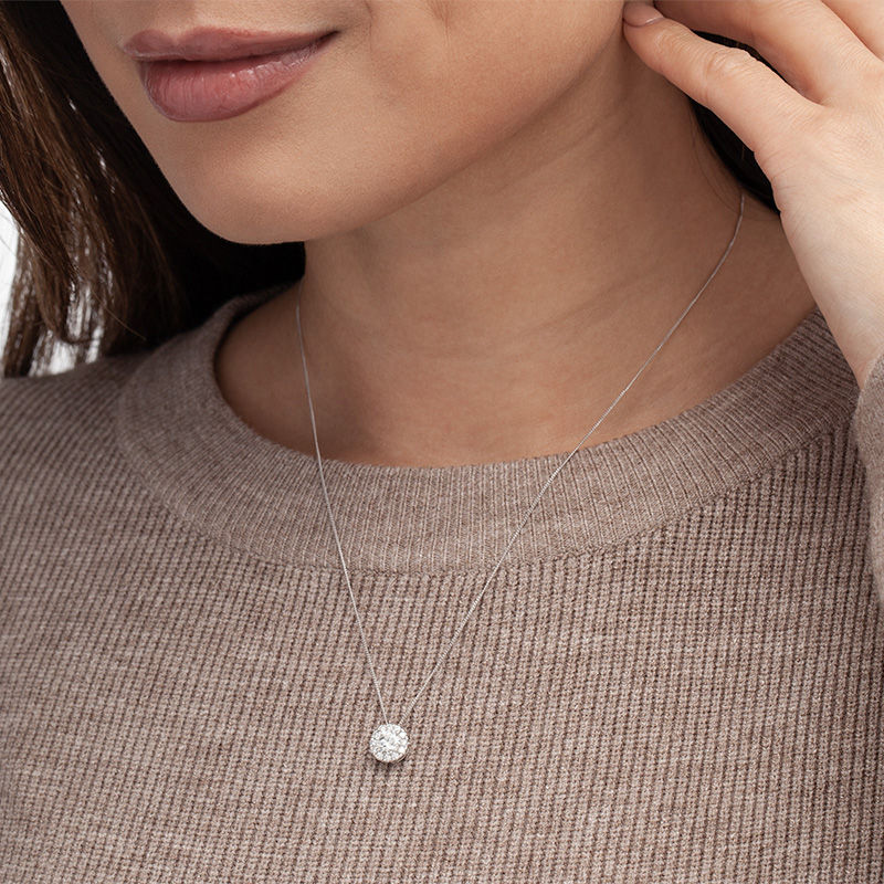 Main Image 2 of 1 CT. T.W. Certified Diamond Frame Pendant in 14K White Gold (I/SI2)