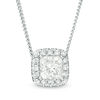 Thumbnail Image 1 of 1/3 CT. T.W. Certified Princess-Cut Diamond Frame Pendant in 14K White Gold (I/SI2)