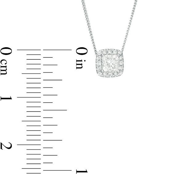 1/3 CT. T.w. Certified Princess-Cut Diamond Frame Pendant in 14K White Gold (I/Si2)