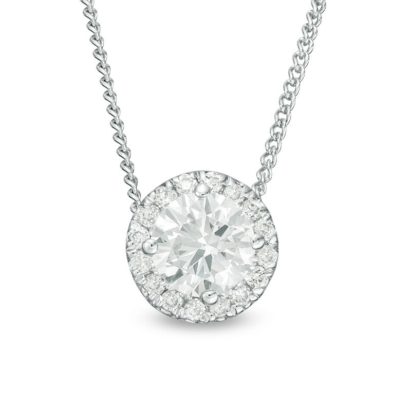 Main Image 1 of 1/3 CT. T.W. Certified Diamond Frame Pendant in 14K White Gold (I/SI2)