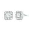 Thumbnail Image 1 of 1 CT. T.W. Certified Princess-Cut Diamond Frame Stud Earrings in 14K White Gold (I/SI2)
