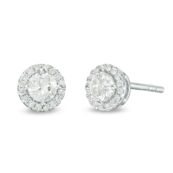 1/2 CT. T.w. Diamond Frame Stud Earrings in 14K White Gold