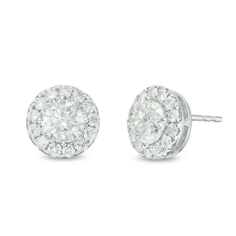 2 CT. T.W. Certified Diamond Frame Stud Earrings in 14K White Gold (I/SI2)