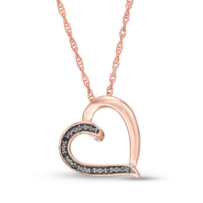 Black Diamond Accent Tilted Loop Heart 