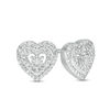 Thumbnail Image 1 of 1/10 CT. T.W. Diamond Double Heart Frame Stud Earrings in Sterling Silver