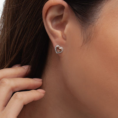Rose Tone Over Sterling Silver Two-Tone Double Circle Polished Stud Earrings Rose Tone Over Sterling Silver Two-Tone Double Circle Polished Stud Earrings