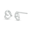 Thumbnail Image 1 of Diamond Accent Loop Heart Stud Earrings in 10K White Gold