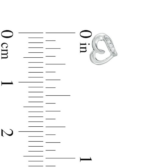 Diamond Accent Loop Heart Stud Earrings in 10K White Gold