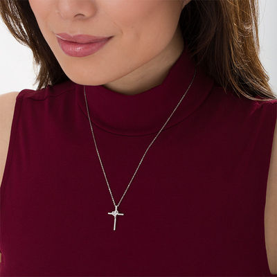 1/8 CT. T.W. Diamond Cross with Heart 