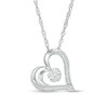 Thumbnail Image 1 of 1/15 CT. T.W. Diamond Flower and Heart Outline Pendant in 10K White Gold