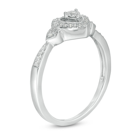 1/10 CT. T.w. Diamond Heart Frame Heart-Sides Promise Ring in Sterling Silver