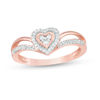 Thumbnail Image 0 of 1/8 CT. T.W. Diamond Heart Frame Split Shank Promise Ring in 10K Rose Gold