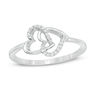 1/20 CT. T.W. Diamond Interlocking Hearts Ring in 10K White Gold