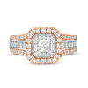 Thumbnail Image 4 of 1 CT. T.W. Princess-Cut and Round Diamond Double Octagon Frame Engagement Ring in 14K Two-Tone Gold