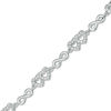 Thumbnail Image 0 of 1/10 CT. T.W. Diamond Alternating Double Heart and Infinity Bracelet in Sterling Silver - 7.25"
