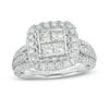 Thumbnail Image 0 of 1-1/2 CT. T.W. Quad Princess-Cut Diamond Frame Vintage-Style Engagement Ring in 14K White Gold