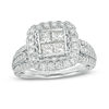 Thumbnail Image 1 of 1-1/2 CT. T.W. Quad Princess-Cut Diamond Frame Vintage-Style Engagement Ring in 14K White Gold