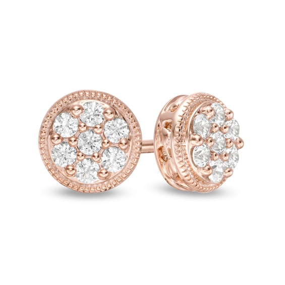 1/4 CT. T.w. Composite Diamond Vintage-Style Stud Earrings in 10K Rose Gold