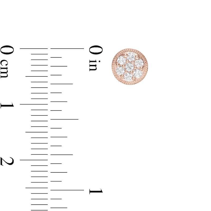 Main Image 3 of 1/4 CT. T.W. Composite Diamond Vintage-Style Stud Earrings in 10K Rose Gold